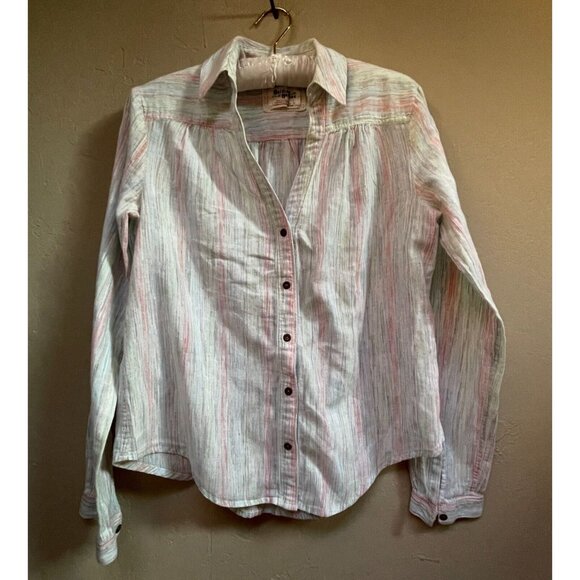 HOLDING HORSES Tops - Anthropologie Holding Horses Shirt Top Button Down Long Sleeve Size 6 Gray Pink